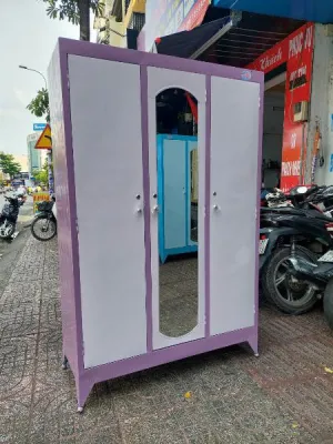 Tủ quần áo sắt 3 cửa ngang 1m2 cao 1m8 màu xám - T11 miễn phí giao hàng lắp ráp tận nơi tại Hồ Chí Minh xưởng nhà bao giá tốt