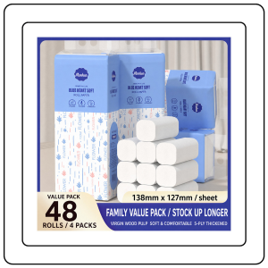 【JJ HOME】Manhua 5-Ply Coreless Toilet Paper / Blue Heart Soft / Coreless Bathroom Tissue / 48-96 Rolls