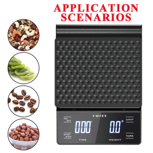 Lahome Electric Coffee Scale Digital Kitchen Food Weighing Scales 3KG 0.1g High Precision Touch Screen With Timer LED Display For Pour Over Espresso Drip Coffee Baking Cooking 咖啡电子秤