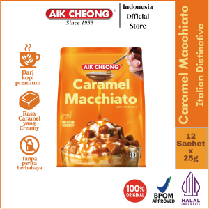 Aik Cheong Caramel Macchiato Italian Distinctive Coffee Premium with Creamy Caramel Cita Rasa Italia One Pack 12 sachet - 300g