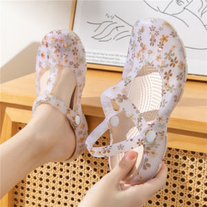 รองเท้าเจลลี่ พอดีกับเท้าของคุณ ดอกไม้ รองเท้าแตะ ระบายอากาศได้ สง่างาม สะดวกสบาย เป็นที่นิยม ชายหาด