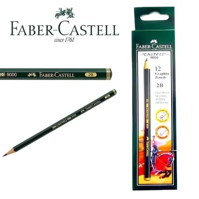 [12 Pensil] FABER CASTELL 9000 Graphite Pencil 2B - ORIGINAL - 1 Pack isi 12 Pensil