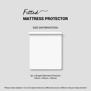 Jean Perry Fitted Mattress Protector | Deep Pocket 30cm Soft Polyester Fill Non-Waterproof (Single / Super Single / Queen / King)