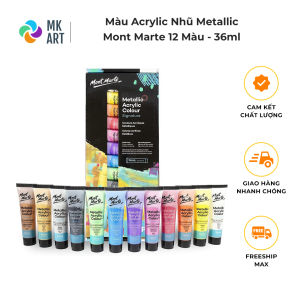 Bộ Màu Nhũ Metallic Acrylic Mont Marte tuýp 36ml - PMMT1236