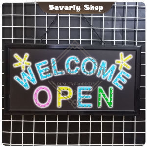 Elegant LED Welcome Sign for Business Storefront Decoration Universal Plug Multi-Color 48x25x2cm - Beverly Shop