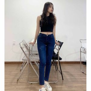 XÃ HÀNG TỒN 95k Quần jean nữ lưng cao chất vải có giãn thời trang mềm mại đẹp y hình NT CHARINT
