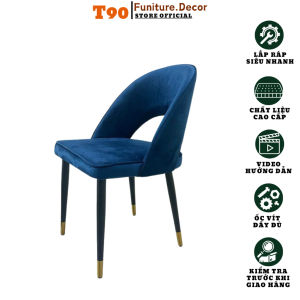 Ghế ăn T90 Saarinen - bọc nỉ nhung chân sắt sơn tĩnh điện - nhập khẩu hiện đại cho chung cư nhà phố