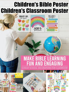 Children Bible Classroom Poster / Learning Resources Christian Education / Home Office School / Kids Students