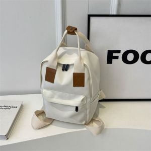 CUTE DIY Simple Childrens Backpack Canvas Mini Square School Bag Preppy Students Backpack  School Bag Student
