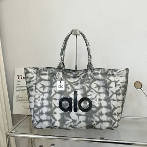 ALO Women Tie Dye Print Canvas Tote Bag Large Capacity Casual Shoulder Handbag Lightweight Reusable For Daily Work Gym Shopping Travel