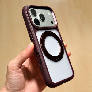 Luxury Rotating Holder Shockproof Case For iPhone 17Promax 18Pro 17Pro For Magsafe Alloy Lens Frame Matte Hard Cover