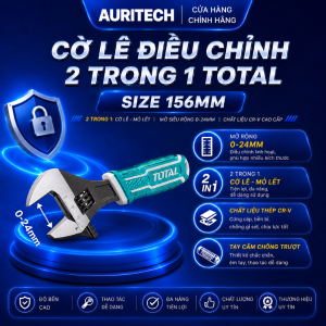 Cờ lê điều chỉnh 2IN1 TOTAL THT1016S size 156mm có thể thay đổi mỏ lết và mỏ lết răng thép CR-V