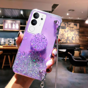 Phone Case Vivo V29 5G Sequins Design Transparent soft silicone Casing Vivo V29 5G Phone Cover with Long Sling