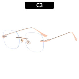 Let me shine - Zhao Lusi and Xu Yans same style frameless anti-blue light flat glasses fashionable and elegant womens eyeglass frame