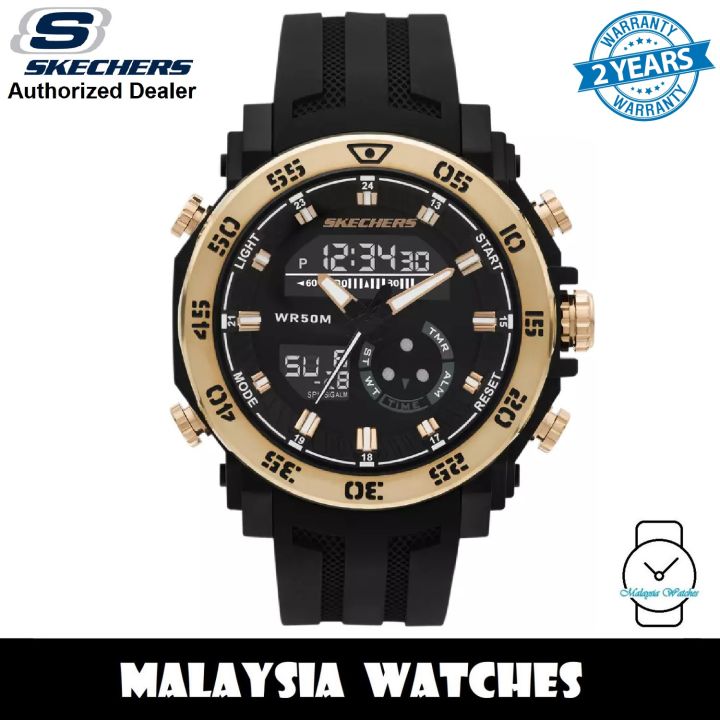 (OFFICIAL WARRANTY) Skechers Ridgeland SR5214 Analog Digital Quartz Black Polyurethane Strap Men's Watch (2 Years Warranty)