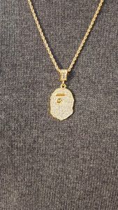 Hip Hop Necklace Diamond Ape Head Bape Hiphop Men Women Jewelry European and American APE Ape Head Trendy Brand Hip Hop Fashion Personality Full Diamond Pendant Necklace