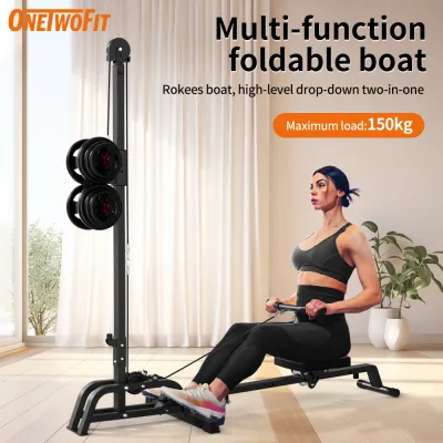 OneTwoFit 2 in 1 Multifunctional Foldable Rowing Machine Pull High and low Fitness Equipment （Without Dumbbells）