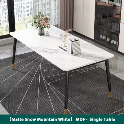 Nordic Modern Style Dining Table Set With Full PU Seats GLOOSY Desktop+Butterfly/Scallop Chairs Ceramic Dining Table Set