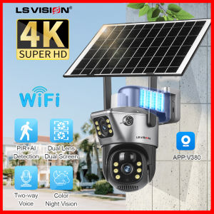 LS VISION V380 PRO 4K 8MP PTZ IP Surveillance WiFi Solar CCTV Camera Outdoor Security Cam Color Night Vision CCTV Video AI Human Detection CCTV Camera