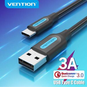 Vention สายชาร์จ USB Type C สายชาร์จแบบเร็วสำหรับ Samsung S10 S9 3A สายชาร์จข้อมูลแบบเร็วสาย OPPO สำหรับ Huawei P30 Pro Redmi realme Note htc8 สายชาร์จ Type-C
