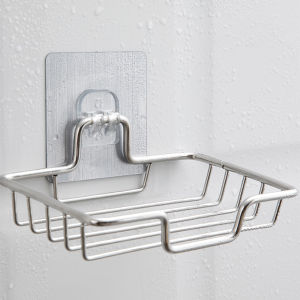 COD High Quality Soap Rack Wall Mounted Soap Holder Stainless Steel Soap Sponge Dish Bathroom Accessories Soap Dishes Self Adhesive