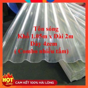 Combo 2345678910 Tấm ( Khổ rộng 1.05m x dài 1.8m x 4 dem ) Tôn nhựa dạng sóng màu TRẮNG MỜ lấy ánh sáng che mưa