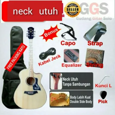 gitar akustik elektrik taylor copy dobel run neck utuh