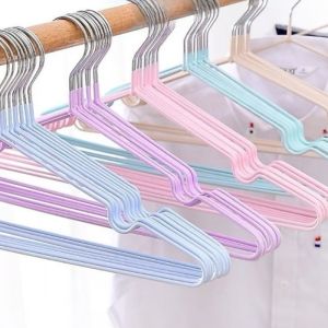 JPS 10PCS Stainless Steel Metal Drying Hanger PVC Coating