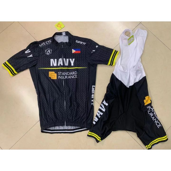 Powerband Navy White Black Cycling Jersey on Bike 20D GEL PAD