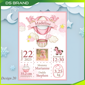 Baby Bio Frame Acrylic Custom Newborn Keepsake DS Brand K