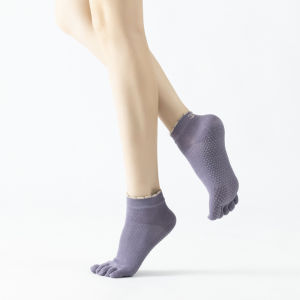 Yoga Pilates gym toe socks non slip women fitness sock anti-slip Elegant floral border breathable Cotton Floor Aerobics Sport Dancing Indoor socks