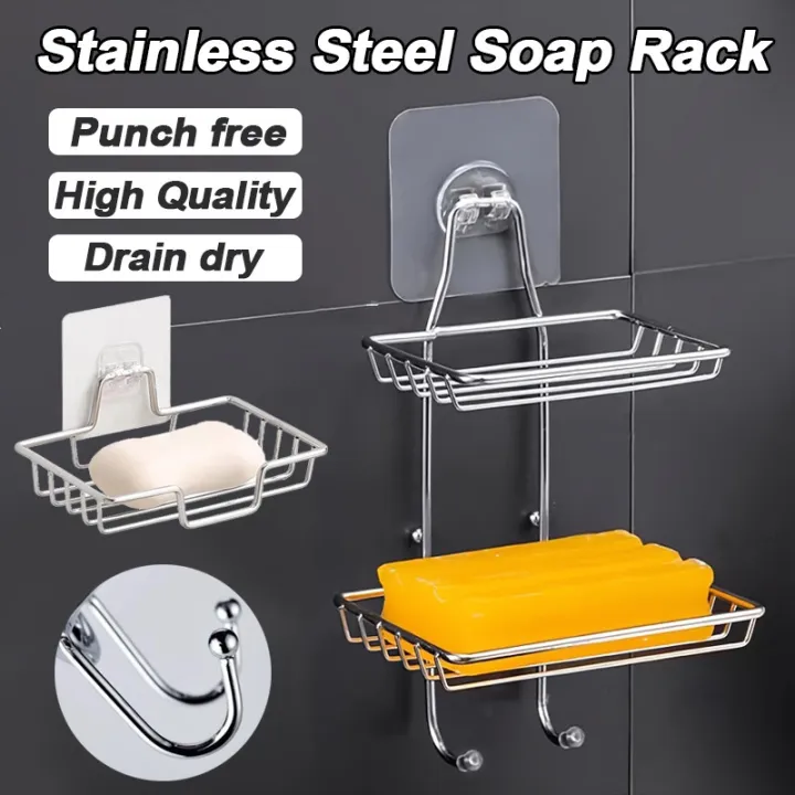 Wall Soap Rack Wall Mounted Soap Rack Stainless Steel Soap Holder and Sponge Dish for ...