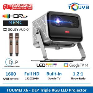 Toumei X6 Google TV 14 Projector 1600 ANSI Native 1080P DLP Triple RGB LED Projector