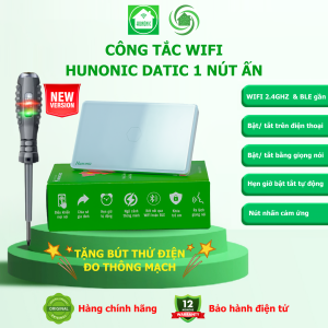 [Tặng bút thử điện] Công Tắc Wifi Thông Minh Hunonic Datic 1 Nút Ấn Bật Tắt Cảm Ứng Điều Khiển Từ Xa Trên Điện Thoại và Giọng Nói