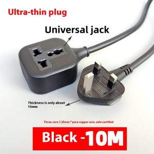 Malaysia 1 Way Black Extension Thin Uk Plug Universal Power Extension 5m 7m 10m Cable Long Extension Cord British Standard Socket Ground Tow Line Power Supply Anti-fall UK 3 Pin Plug Power Strips Travel Wall Wire Socket Extender Multiplug Socket