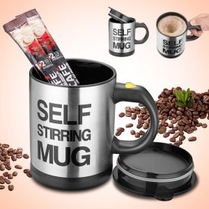 Self Stirring Mug Stainless Steel Automatic Spin Self Mixing Cup Cawan Putar Kacau Automatik