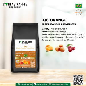 เมล็ดกาแฟคั่ว Brazil Ipanema Premier CRU GOLD B36 Orange - ขนาด 1 กก.