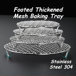 Stainless Steel Stackable Air Fryer Rack Round Grid Grill Foot Oven Steamer Baking Rack Kitchenware