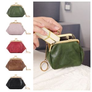 HUNIU Solid Color Hasp Coin Purse Card Case PU Leather Mini Coin Bag Cute Small Wallet Kiss Lock Wallet Woman