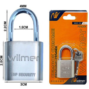 Gembok Chrome WILMER Pengunci Panjang Rumah Pagar Top Security Oval