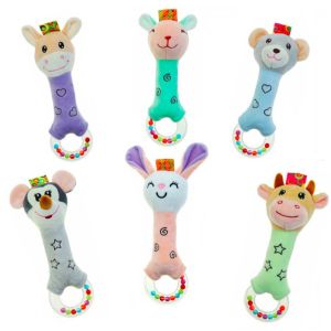 Cartoon cute animal bb stick rattle toy Baby Hand Plush Rattle Mainan Bayi/婴儿玩具手摇铃