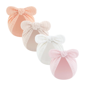 4 mảnh trẻ sơ sinh headwrap nắp ca-pô Hat Trang trí Bowknot băng buộc đầu co giãn cho bé 0-6 tháng mềm quần áo phụ kiện