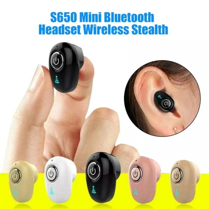 S650 Mini Bluetooth Earphone Wireless Stereo Bass Hidden Earbuds Sports
