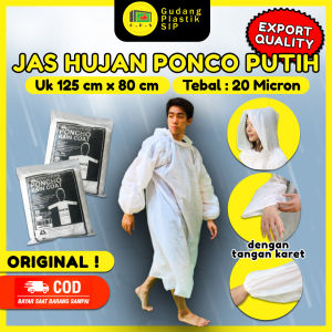 1 Ball / 360 Pcs Jas Hujan Plastik Ponco Warna PUTIH Export Quality / Tebal & Murah