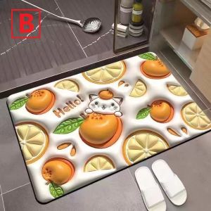 Anti slip 3D Doormat Bathroom Kitchen Absorbent Floor Mat Soft Diatom Mud Quick dry Mat