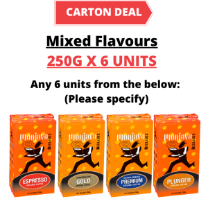 Carton Deal- Monjava Coffee Ground Brick Pack Mixed Flavours 250g x 6 Units 100% Arabica Coffee Powder