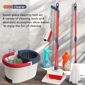 Children Sweeping Toy Broom Mop Cleaner Dustpan Set Simulation Play House Cleaning