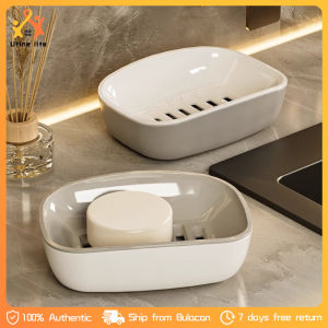 Double Layer Square Bathroom Soap Dish Plastic Drain Soap Box Bathroom Soap Box