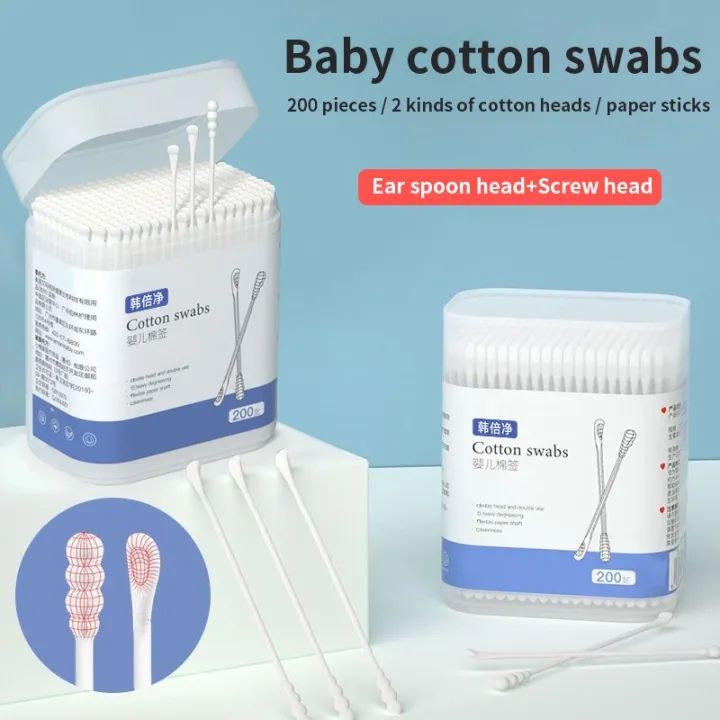 200pcs Cotton Swab Disposable Baby Cotton Buds for Baby Cleaning Ear