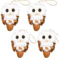 4Pcs White Owl Ornaments - Handmade Hanging Animal Ornaments, Christmas Decor - Ideal for Christmas Tree Decoration, Holiday Centerpiece, and Home Decor. 
